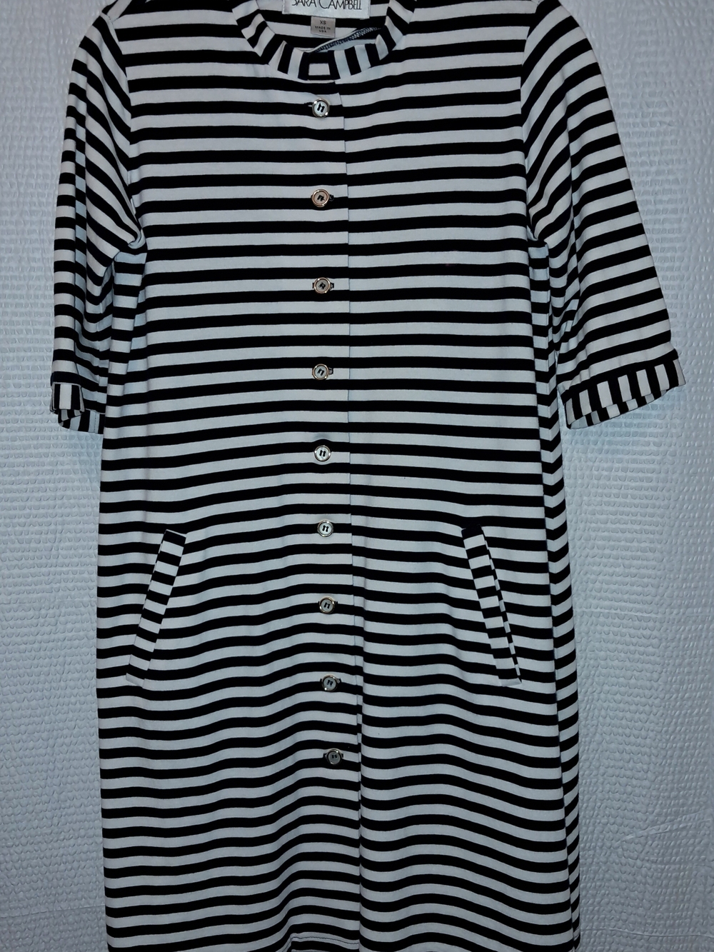 Sara Campbell Navy & White Stripe Button-Front Women's Dress